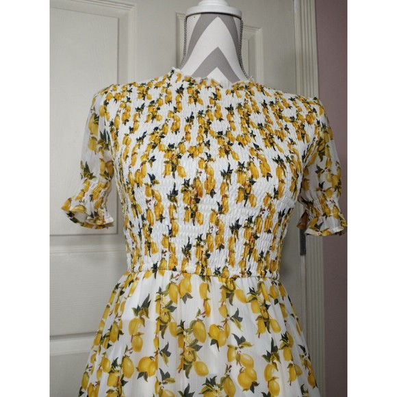 Ivy City Co Hollie Dress Lemon Floral Smocked Maxi Length S .Small - Picture 10 of 12